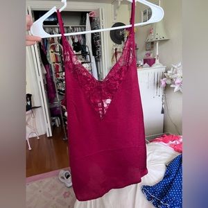 Burgundy lace tank top
